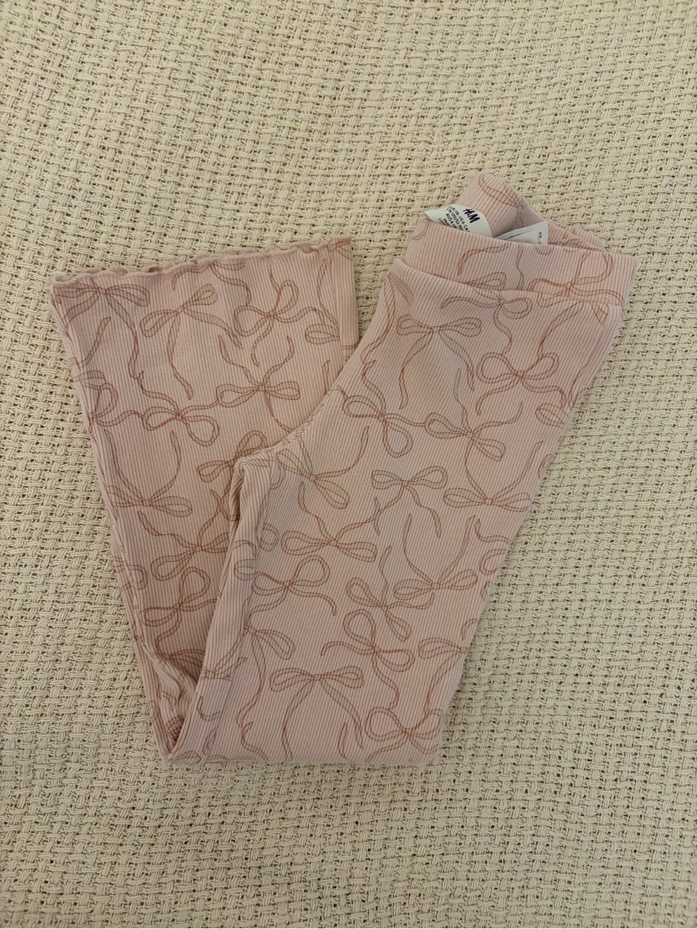 H&M girls Light Pink Bow-Print Jeggings